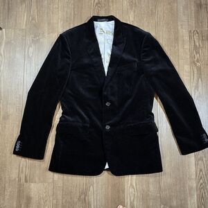 Express Blazer Mens 40R Black Velvet 2-Button Preppy Jacket Evening Holiday Goth